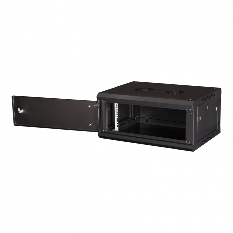 Шкаф 19" телекоммуникационный настенный, 4U 280x600х450 мм, дверь металл, черный